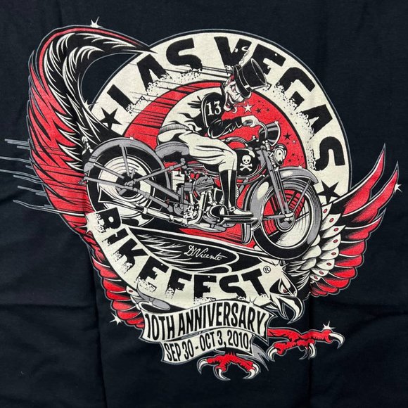 Vintage Las Vegas Bike Fest‎ 2010 Small Fruit of the Loom Casual T-Shirt New Men - Picture 7 of 9